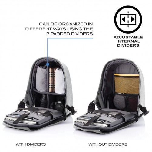 Bobby Pro Αντικλεπτικό Σακίδιο, Γκρι (Grey)